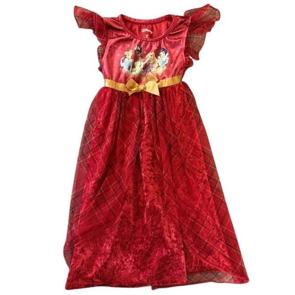 Disney Princess Girls Burgundy Crushed‎ Velvet Nightgown Gold Bow 3T DP838TGTWM